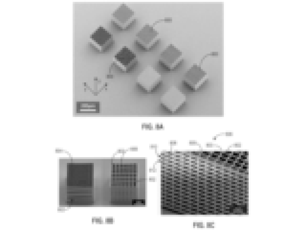A  perspective view of various 3D printed, mesh structures.