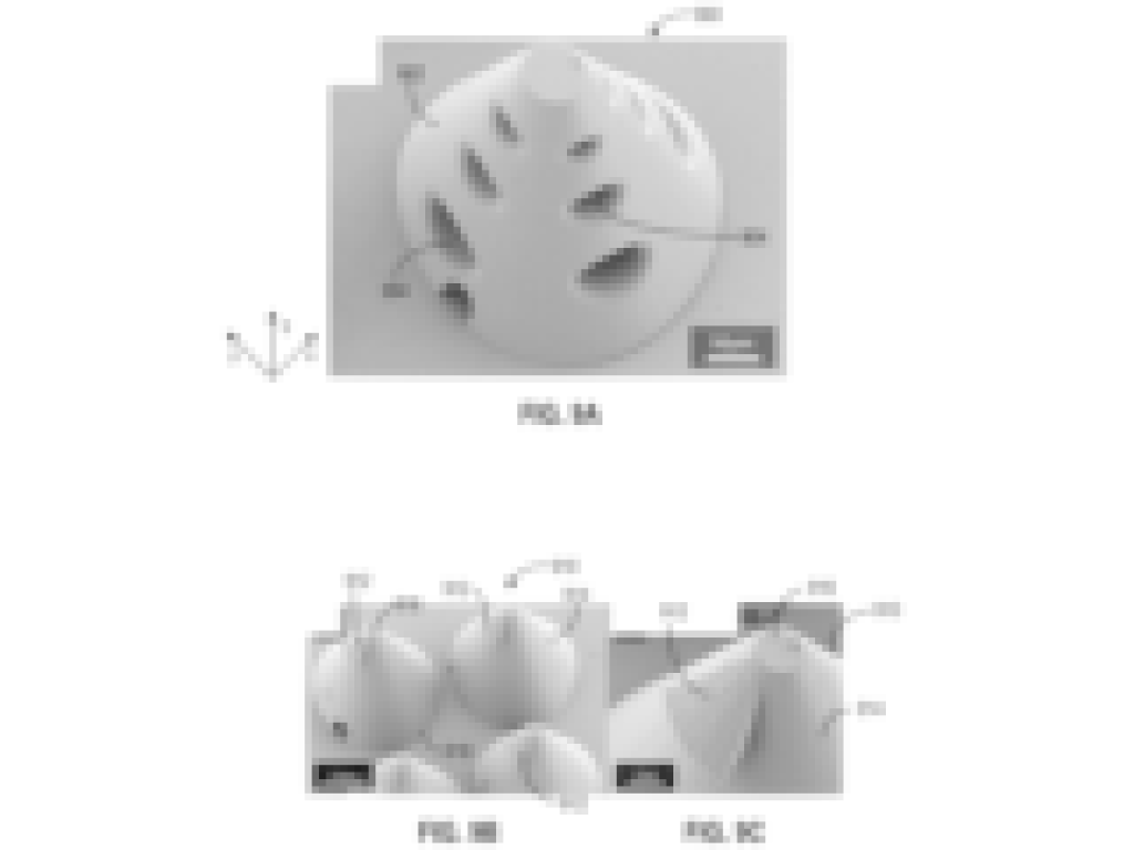 A erspective view of an exemplary conical 3D structure including one or more pores and which can be part of a 3D electronic device.