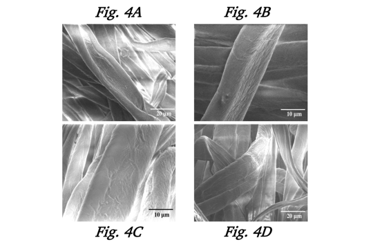 Samples of textiles under microscopy. 